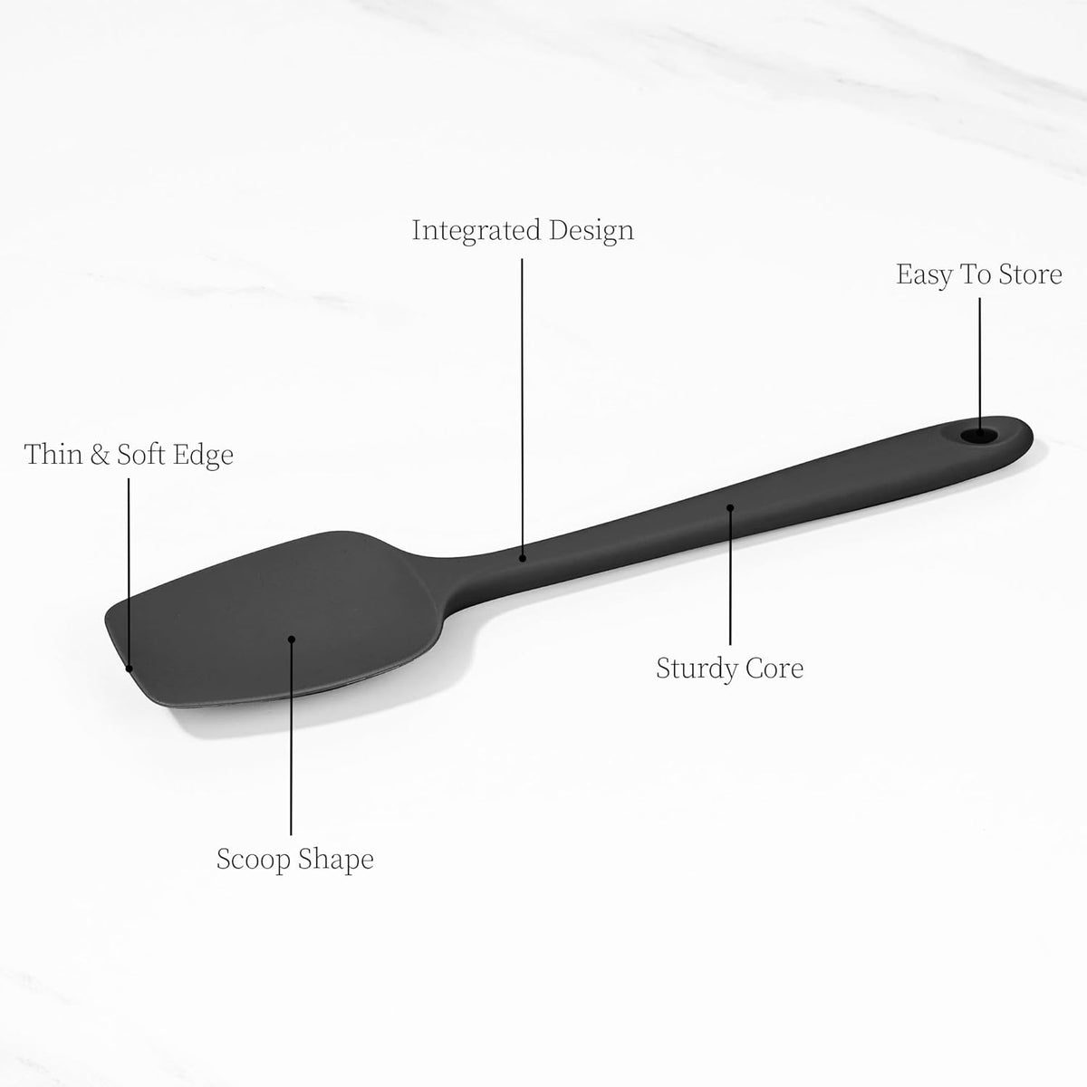 600ºF Heat Resistant Spatula, 11.34 inch High Heat Food Safe Semless Kitchen Silicone Spoon Spoonula Scraper for Cooking Baking Mixing Scraping Stirring Nonstick Cookware Pan Bowl (Black)