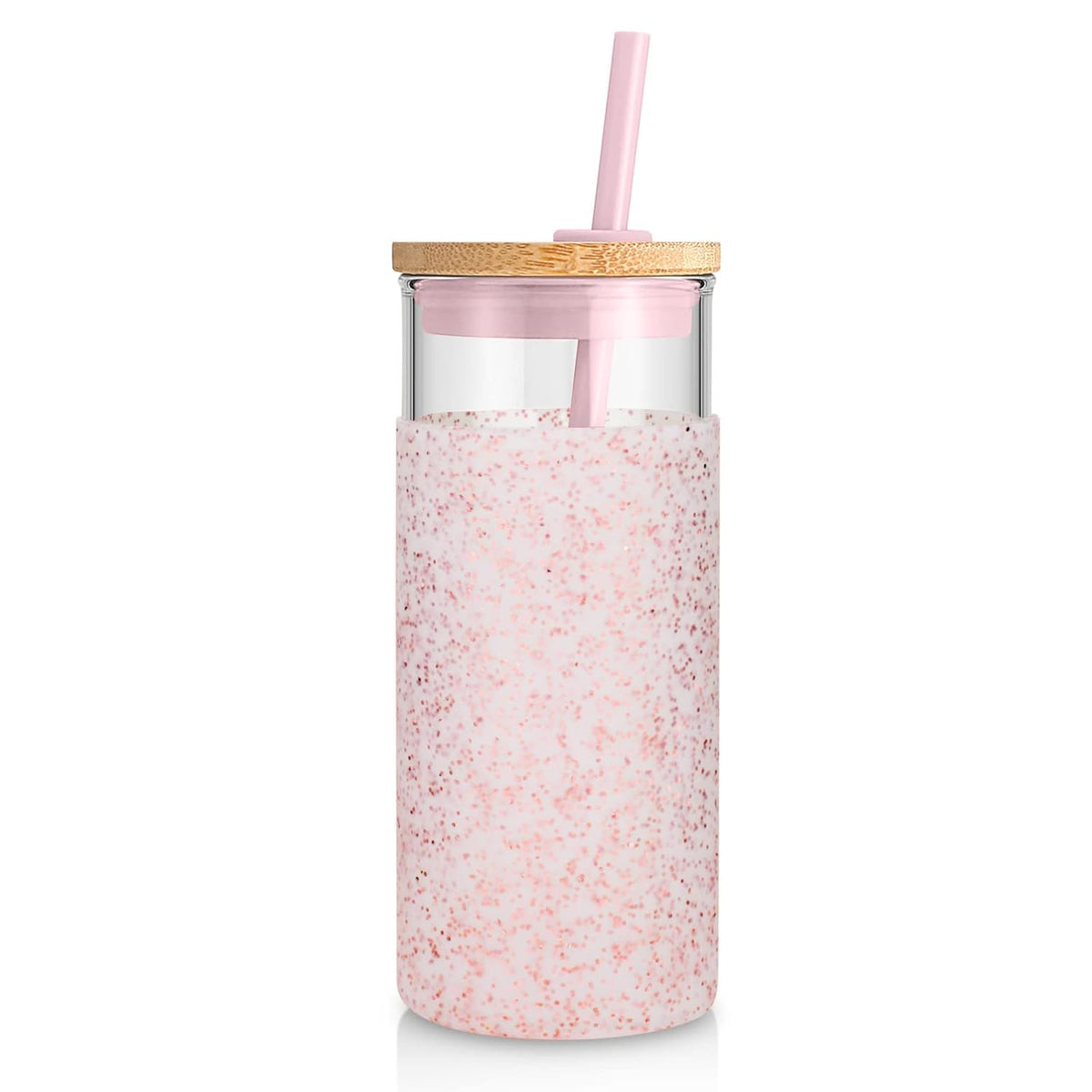 Tronco 20 oz Glass Tumbler with Lids and Straws, Reusable Iced Coffee Cups | Borosilicate Glass Cups with Bamboo Lid, Silicone Sleeve, Dishwasher Safe, Cup Holder Friendly, BPA-Free, Iced Coffee Tumbler