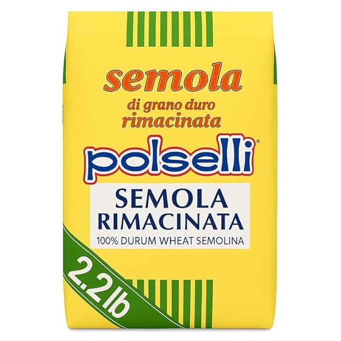 POLSELLI 1 kg, Semola Flour, Semolina Rimachinata di grano duro, Great for Bread, Pizza, or Pasta making