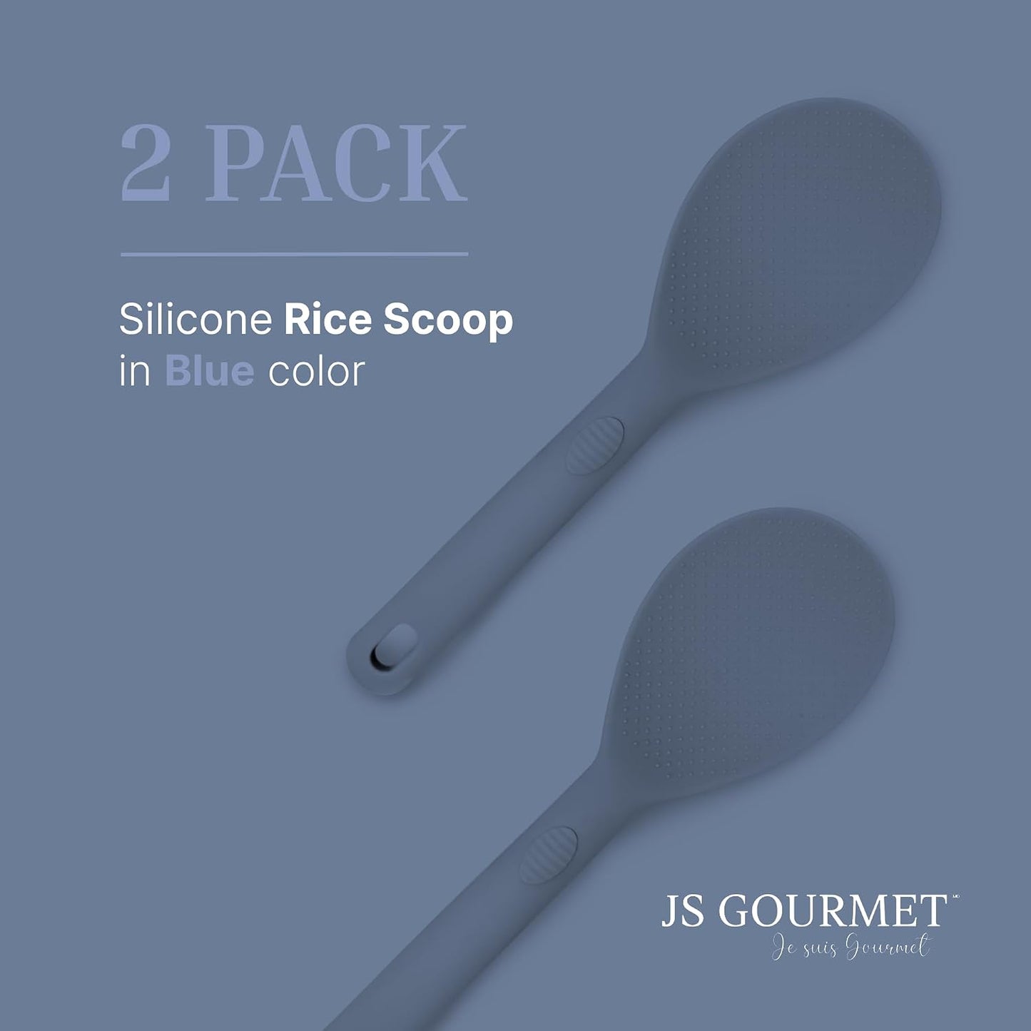 JS Gourmet Heat Resistant Silicone Rice Paddle for Cooking - Blue - 2 Pack