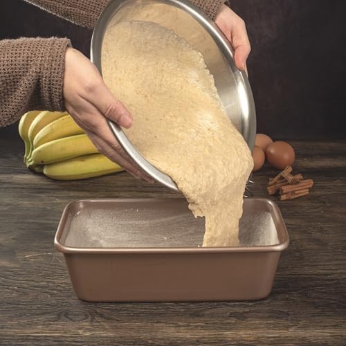 Premium PFOA free Nonstick Baking Pans Bundle of 4 items: 13 x 18 inch Half Baking Sheet Set of 2, 5 x 9 inch Loaf Bread Pan, 9 x 13 inches Cake Baking Pan
