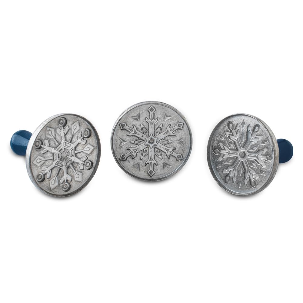 Nordic Ware Snowflake Cookie Stamps (Set of 3), Sturdy Cast Aluminium Cookie Stamp Set, Cookie Press Set Made in the USA