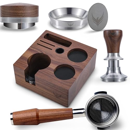 58mm Rocket Accessories Kit – E61 Bottomless Portafilter, Espresso Tamper, Distributor, Tamping Station, Puck Screen & Funnel