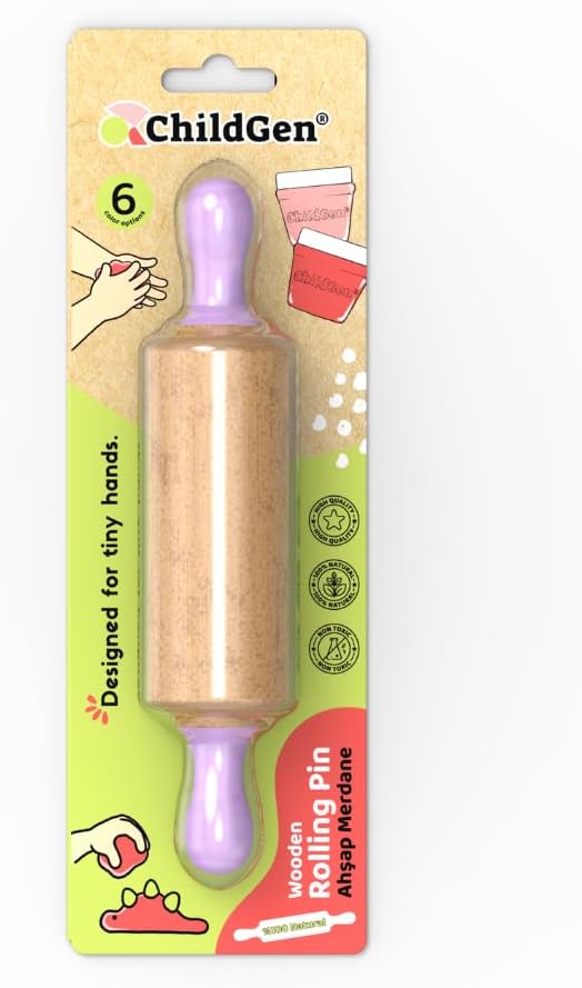 Wooden Play Dough Roller for Kids | Rolling Pin for Playdough & Clay, Safe Natural Art Supplies for Toddlers and Preschool