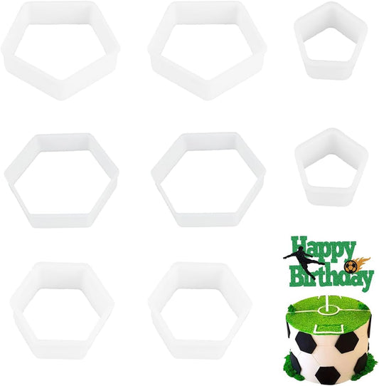 8 Pcs Soccer Ball Hexagon Cookie Cutter - 4 Sizes Geometric Biscuit Cutters Pattern Cake Topper Soccer Cookie Cutter Set for