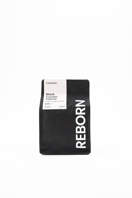 Reborn Coffee Specialty Whole Bean Coffee, Medium Roast, 12 Ounce, Colombia Black Condor Tolima, Flavor Notes of Chocolate,