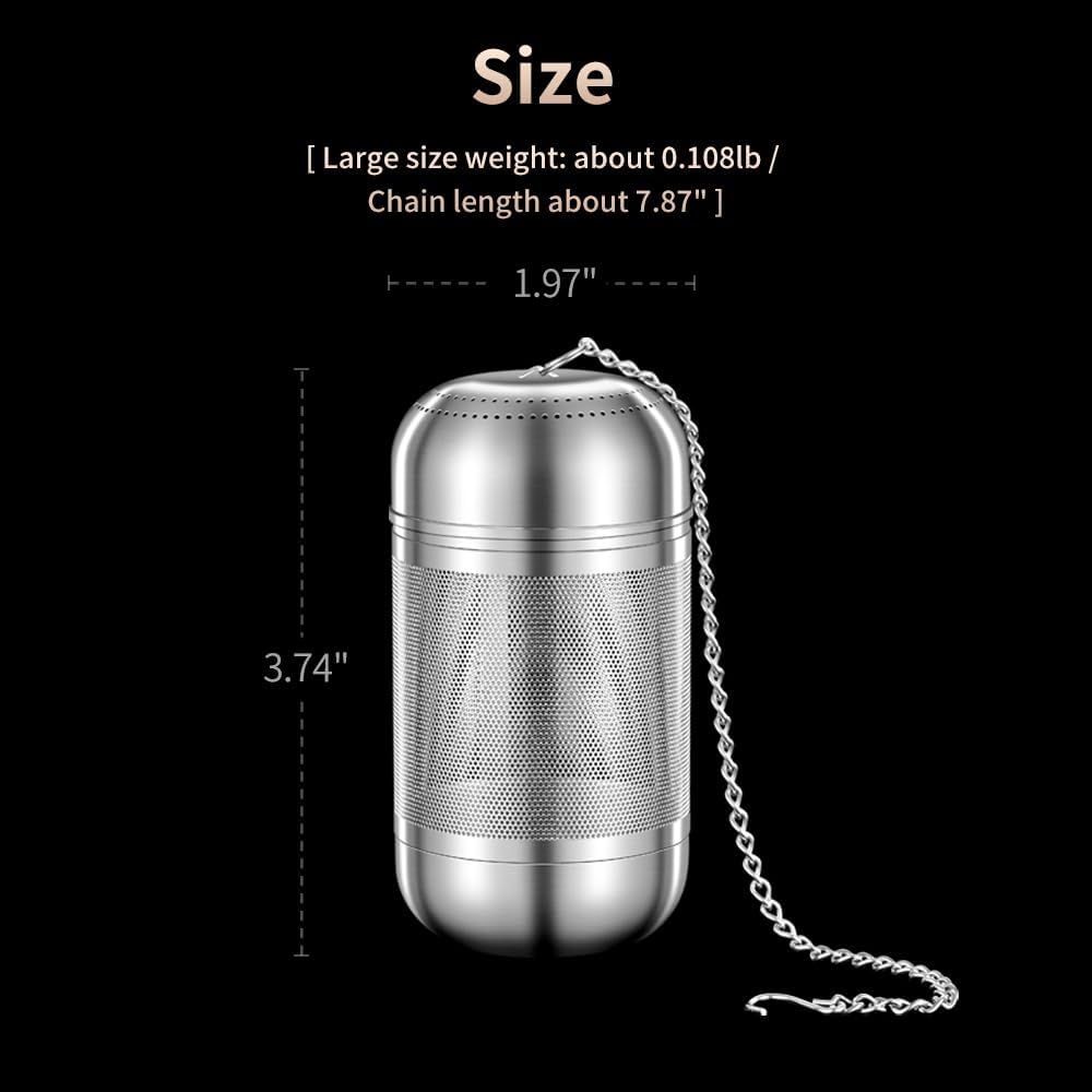 316 Stainless Steel Tea Infuser Reusable Tea Steeper Extra Fine Mesh Tea Infuser Tea Strainer for Loose Leaf Tea Spices and Seasonings (1 Pack - Large)