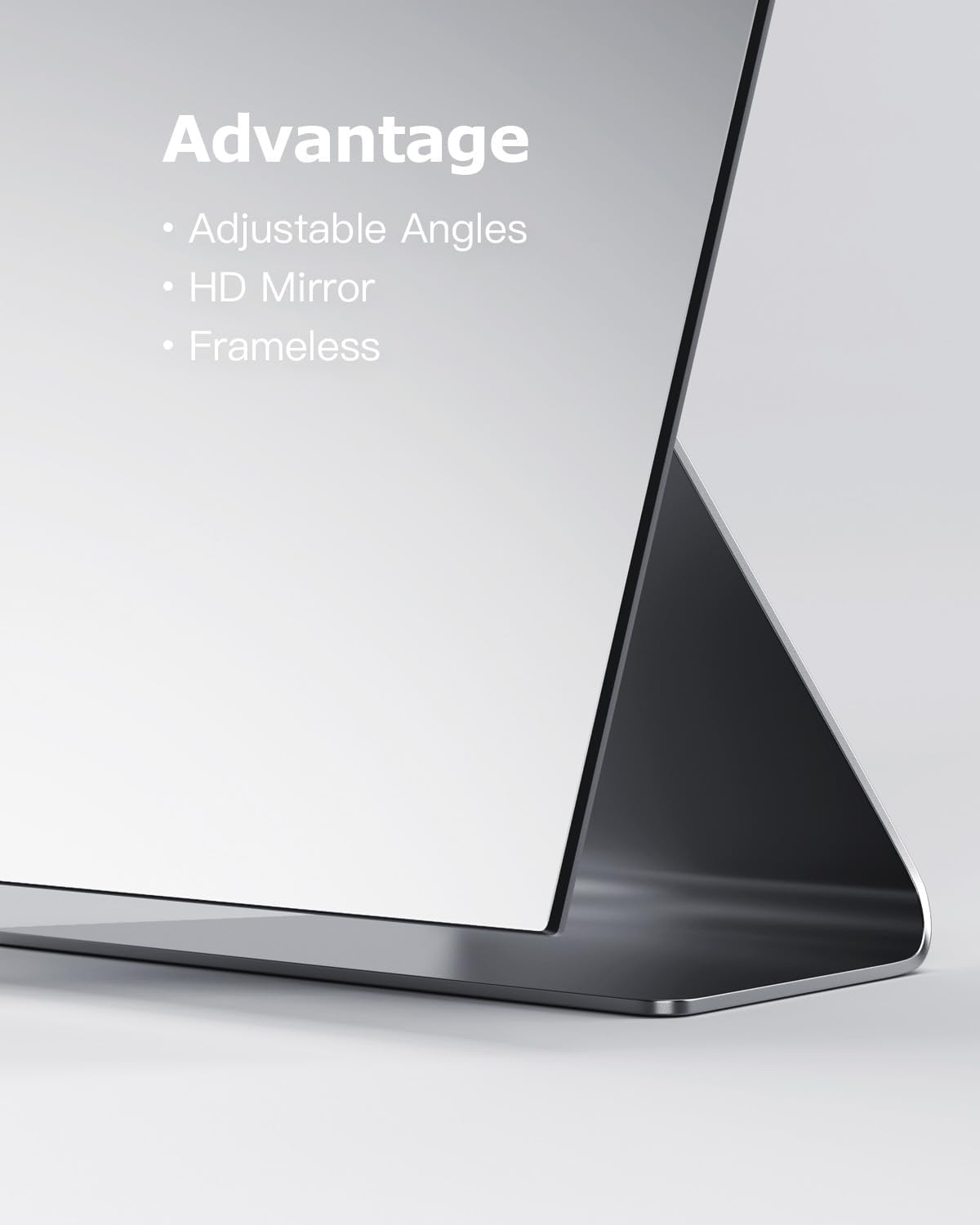 NEZZOE Rectangular Free-Standing Frameless Makeup Mirror, 12" x 7" | 1X Vanity Mirror with Adjustable Tilt, Metal Base, for Desk, Bathroom Countertop or Windowsill