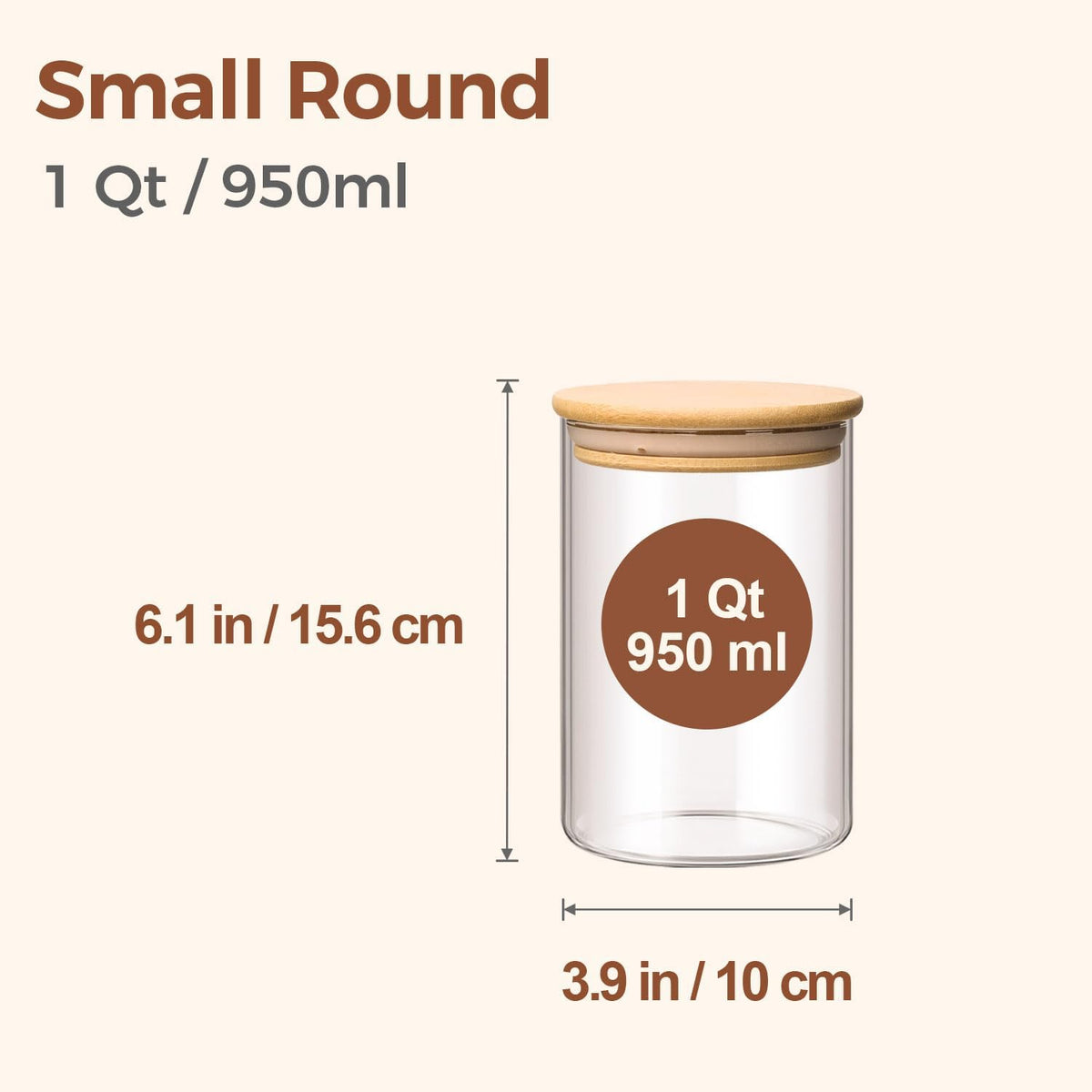ComSaf Glass Storage Containers with Lids 1 Qt