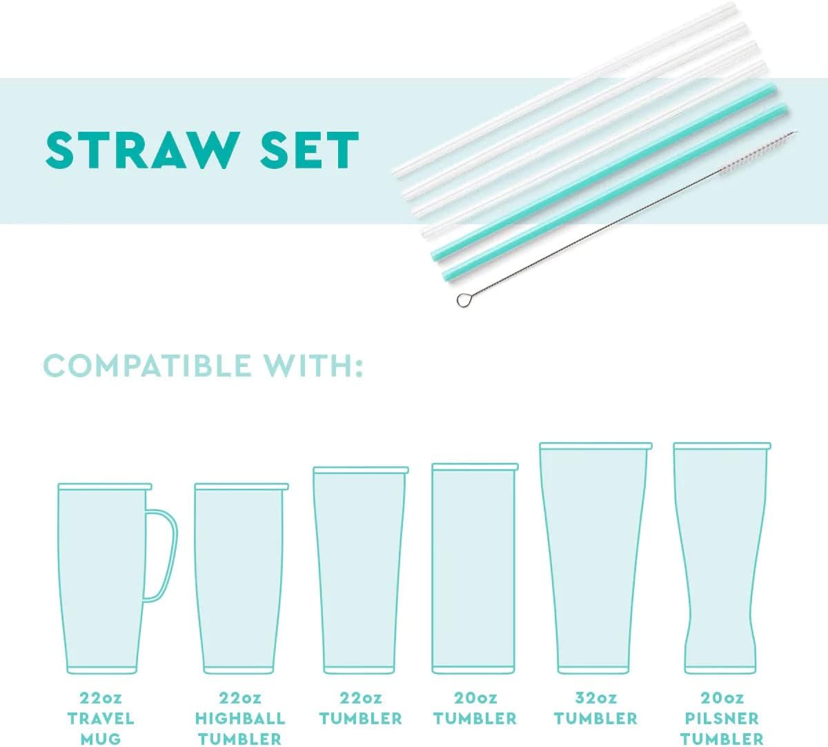 Swig Life Reusable Straw Set with Cleaning Brush, Howdy Holidays Straws | Reusable Straw Set - Cleaning Brush Included - 14 Inch Long - Accessories for Cups &amp; Mugs
