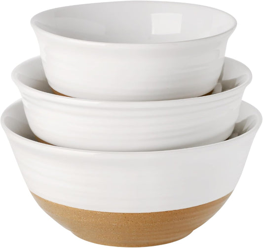 Hasense Mixing Bowls, Large Ceramic Salad Bowls 2.1/1.5/1.0 Qt, Versatile Serving Bowls for Cooking, Baking, Salad Mixing,