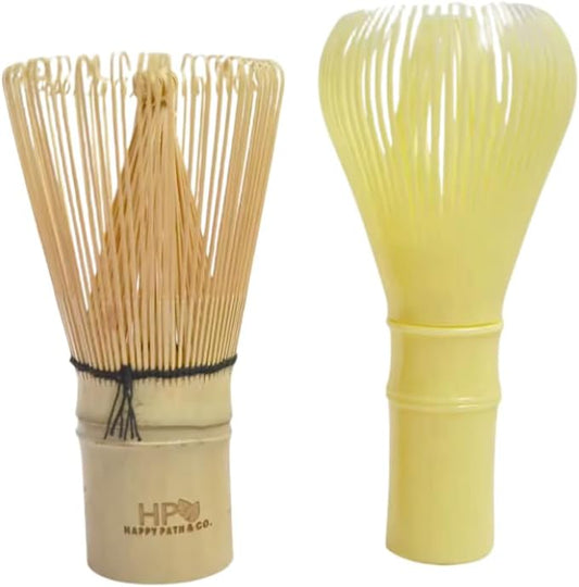 HAPPY PATH & CO Matcha Whisks for Japanese Matcha Tea - 100 prong Bamboo & Modern Whisk for Latte