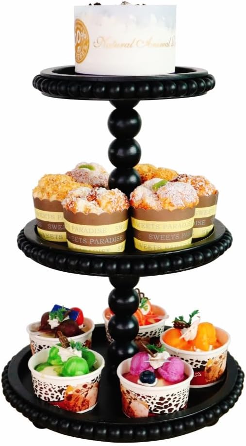 3 Tier Serving Tray， Wood Cupcake Stand，3 Tier Cupcake Stand，Tiered Tray Stand，Wooden Tiered Tray Stand，Suitable for