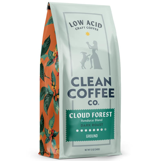 Clean Coffee Co. - Low Acid Dark Roast, Tested for Molds and Toxins, Honduras Blend, Notes of Caramel, Dark Chocolate, and