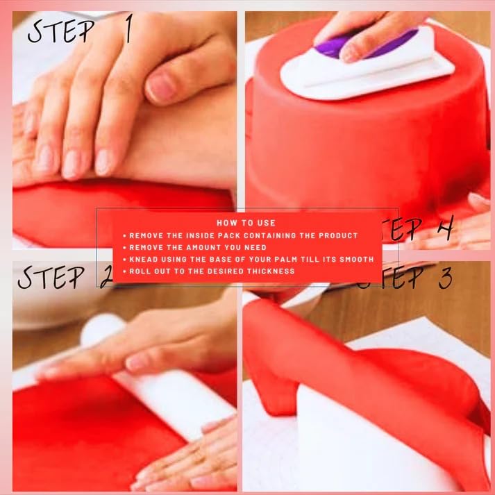 Confect Red Fondant | Vibrant Edible Cake Fondant for Christmas &amp; Special Occasions | Easy to Roll, Smooth Texture | Ideal for Cake Decorating &amp; Cupcakes | Vegan &amp; Gluten-Free – 8.8 Oz