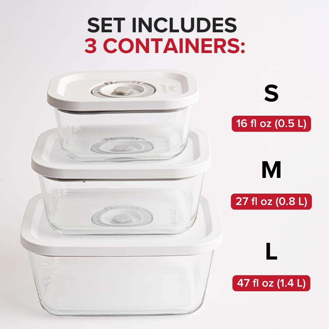 Chef Preserve Glass Vacuum Seal Containers for Food Storage