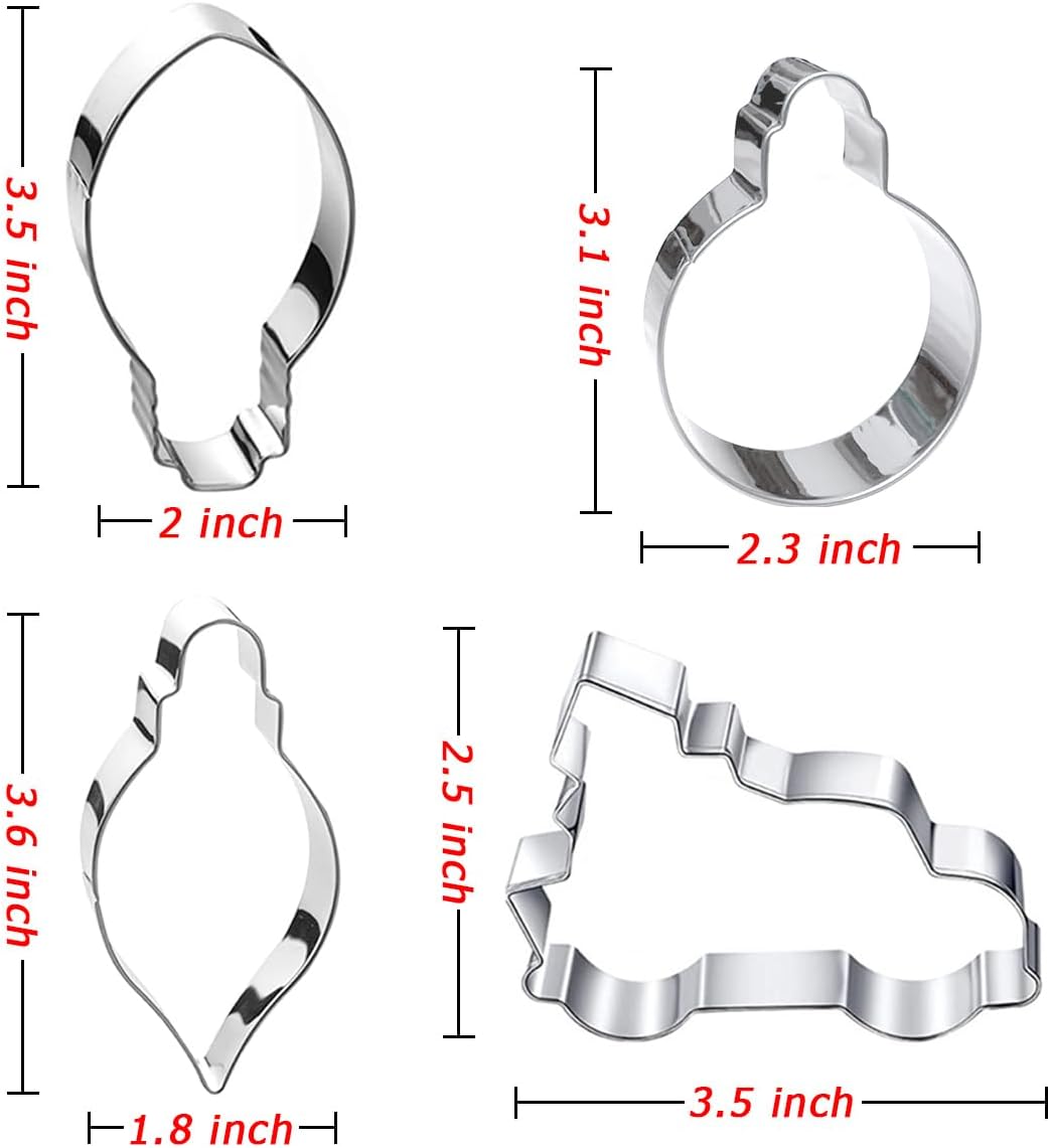 Christmas Ornament Cookie Cutters 4Pcs for Baking Decorating