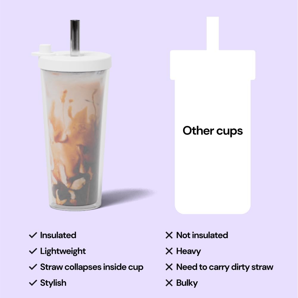 Dodoko Reusable Boba/Bubble Tea Cup - 17 oz with Lid & Straw; Cold Coffee/Smoothie Cup to Go - Breeze Blue
