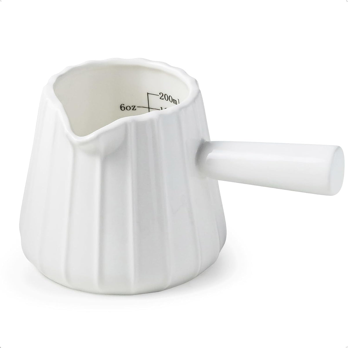 Espresso Cups, Ceramic Espresso Shot Cup with Handle, 6 OZ/ 200ML | Espresso Measuring Cup for Double Espresso, Espresso Accessories, Epresso Shot Glass with Dual Measurement Scales, White