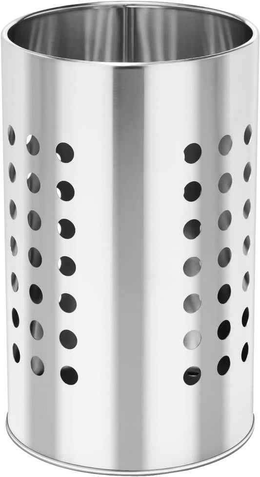 EORTA Stainless Steel Kitchen Utensil Holder Flatware Cylinder Silverware Draining Organizer Drying Rack with Round Drain