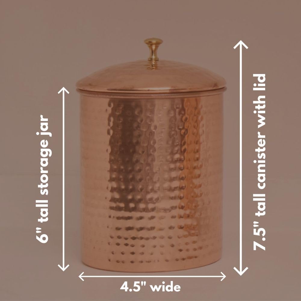 Kitchen Storage, Container for Sugar, Flour, Coffee & Tea, Food Storage, Canisters, Countertop Storage, Container with Lid, Copper Kitchen Accessories, Pure Copper Canister, Small