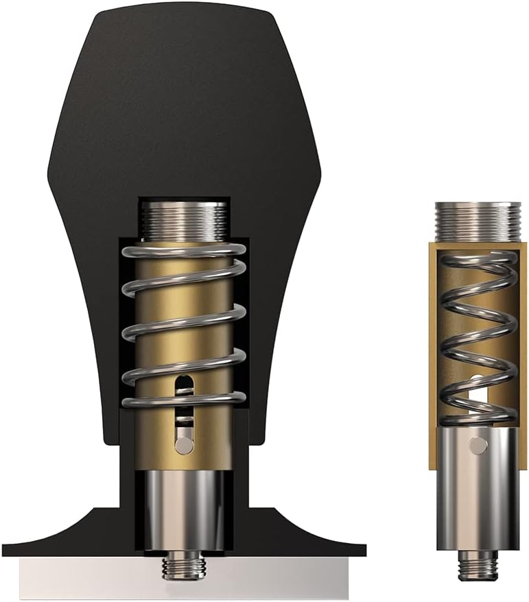 Normcore 45.5mm Spring Loaded Coffee Tamper V4 Fits Flair Pro, Pro 2, 304 Stainless Steel Flat Base, Ergonomic Anodized Aluminum Handle, Black