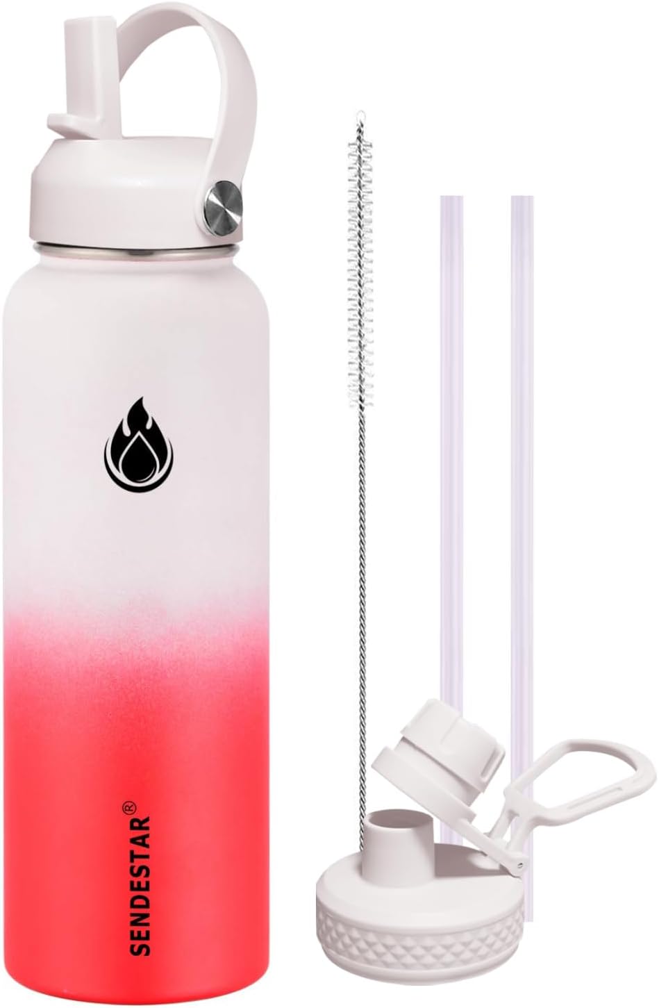 SENDESTAR Water Bottle 32oz Double Wall Vacuum Insulated Leak Proof Stainless Steel Sports Water Bot