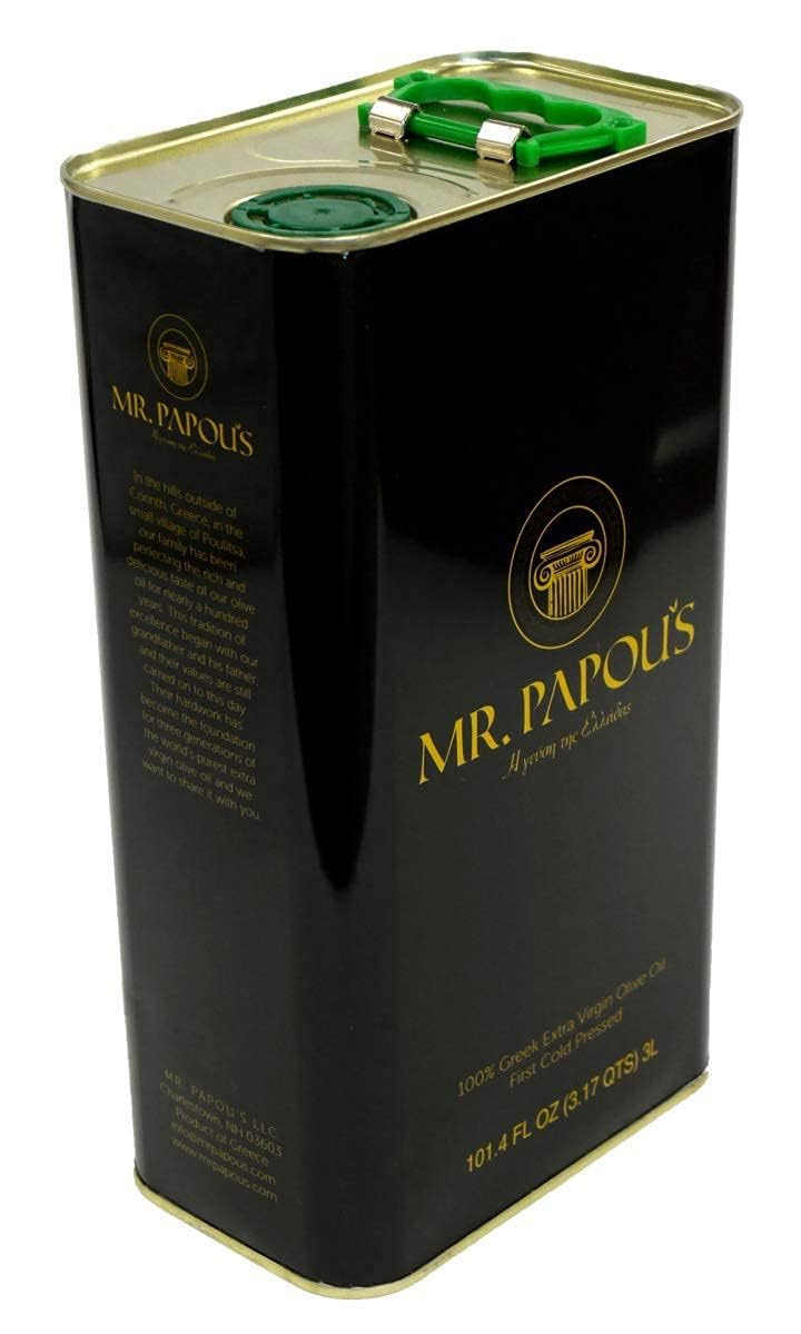 Mr. Papou's Family Owned Authentic Greek Extra Virgin Olive Oil 3L 101.4 oz | Single Origin, First Cold Pressed, Polyphenol Rich, Chef Favorite, Cooking and Finishing EVO, Harvested in Greece