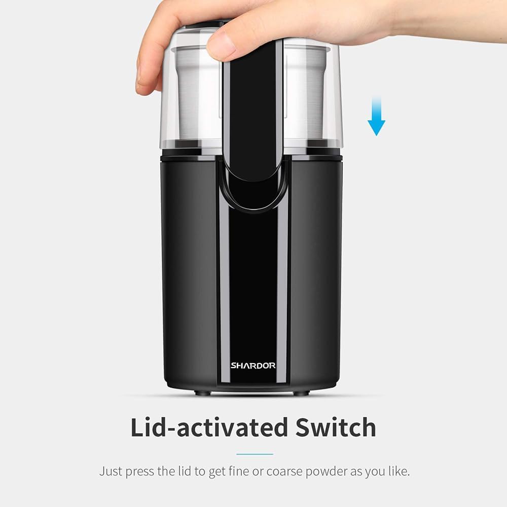 SHARDOR Electric Coffee Grinder, 2.5 oz Blade, 1 Bowl, Black