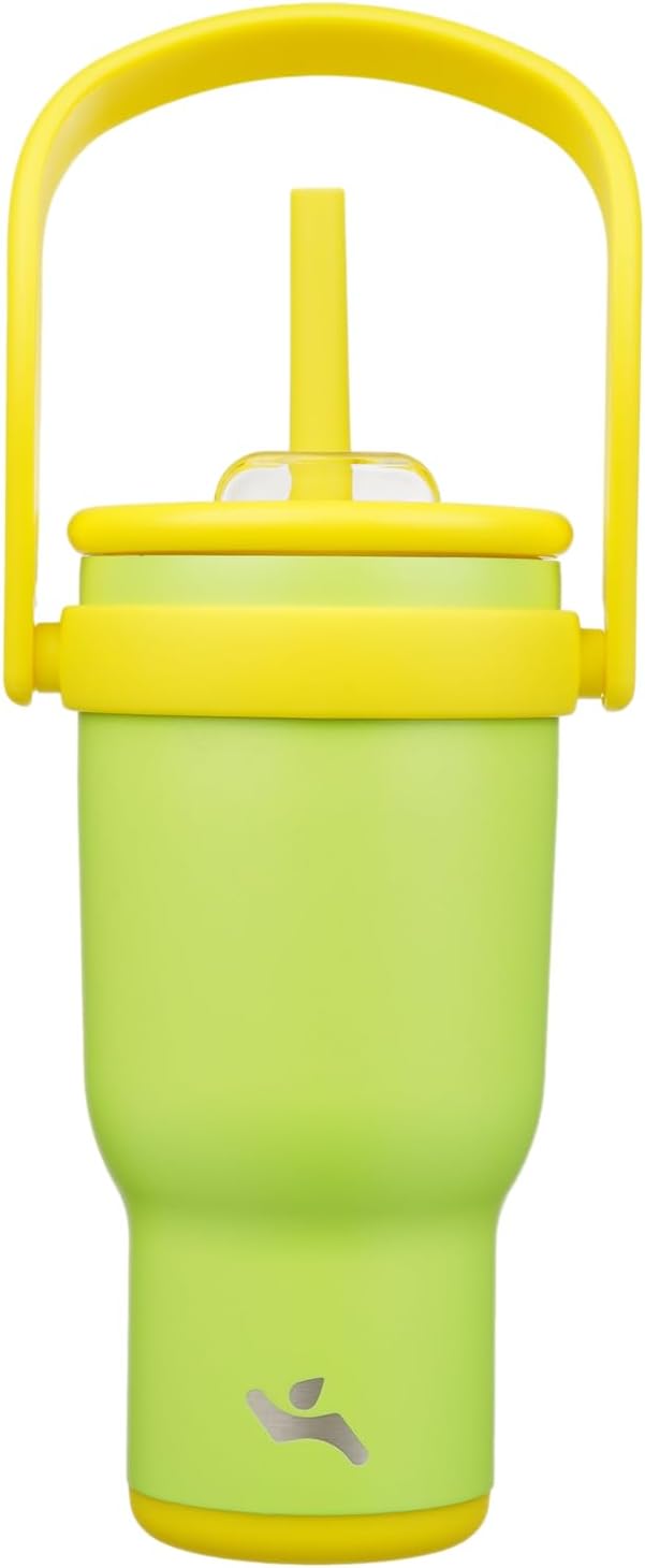 30 oz Tumbler with Side Handle, Insulated Water Bottle with Straw and 2 in 1 Lid, Stainless Steel Cu