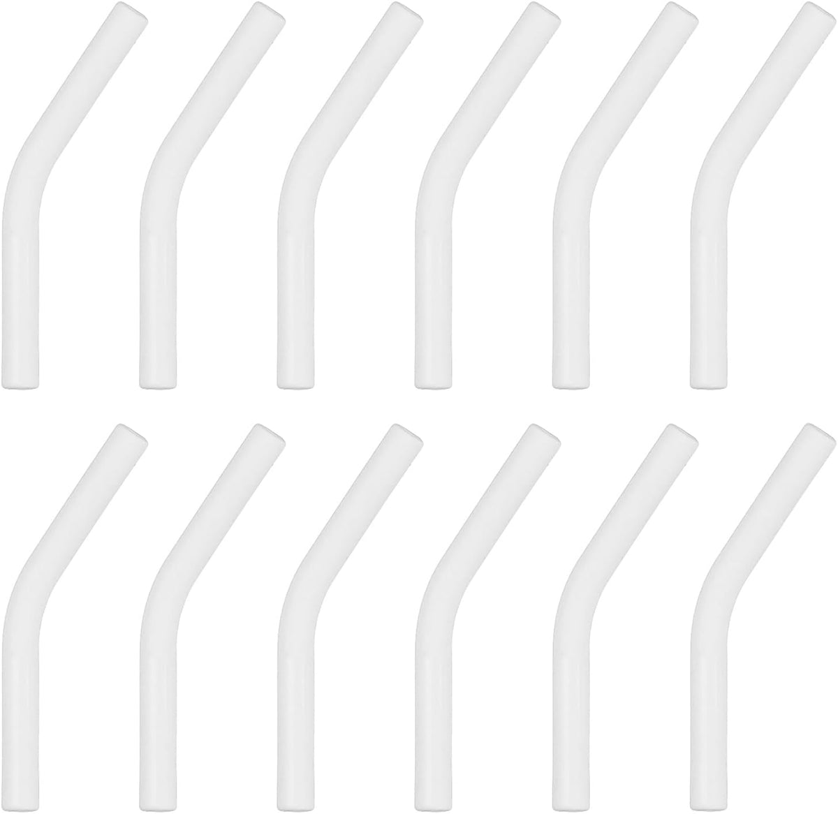 uxcell 12Pcs Silicone Straw Tips, Silicone Straw Elbows Tip, Soft Reusable Metal Straw Covers Fit for 6mm/0.24" OD Stainless Steel Straws, White