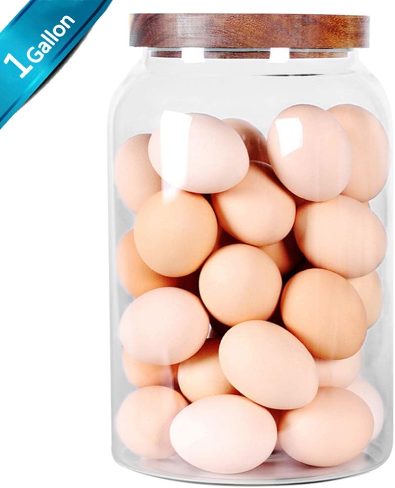 SAIOOL Modern Design Transparent Glass Food Storage jars, Food storage containers glass,100FL OZ(3000ml) Enlarged Thickened with Sealed Wooden Lid to Store Food, herbs, Tea, Easy to Use and Clean