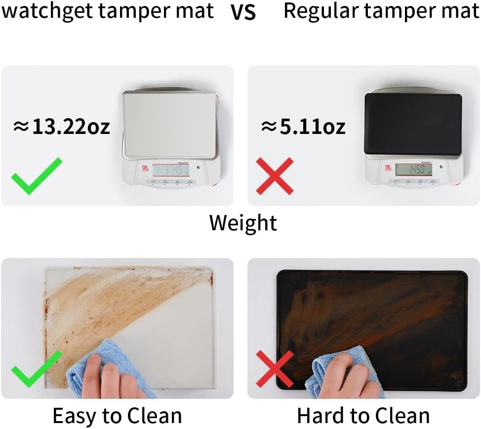 watchget Espresso Tamping Mat,Silicone Portafilter Pad for Counter | Ultra Thick,Waterproof and Heat Resistant,Non-Slip Corner Tamper Mat,Barista Espresso Machine Accessory,8"x6", Light Grey