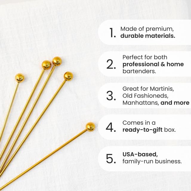 A Bar Above Cocktail Picks, 12 Short 4 Inch Stainless Steel Picks, Silver | Reusable Garnish Sticks, For Martinis and Appetizers, Olives and Shrimp, Bar Accessory, Party Serving Skewers, Bar Cart Piece