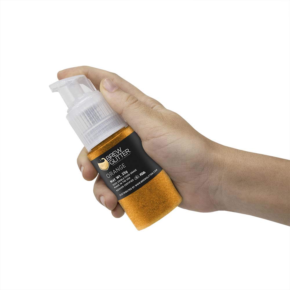Brew Glitter Edible Drink Glitter Pump 1x 25g for Cocktails, Beer, &amp; Beverages (Orange)