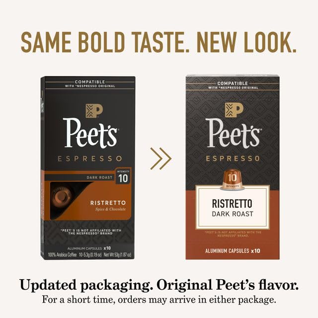 Peet's Coffee Espresso Capsules, Dark Roast, Ristretto, 50 Count
