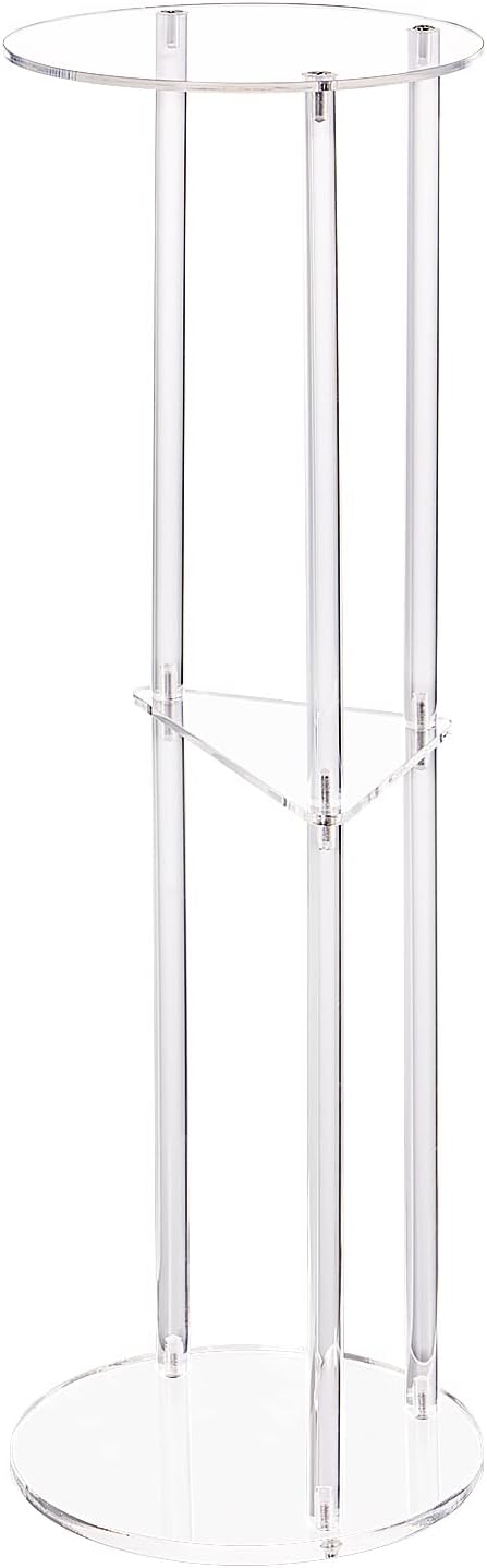 HMYHUM Clear Acrylic Drink Table for Small Spaces, Small Martini Drink Side Table for Living Room, 3 Tiers, C Shaped, 8" L x