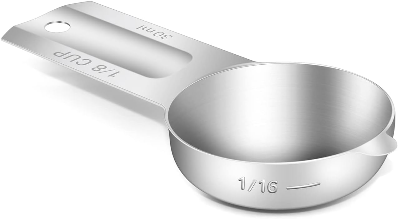 1PCS 1/8Cup (30ml, 1oz) Single Measuring Cup, Stainless Steel Measure Scoop, Metric and US Measureme