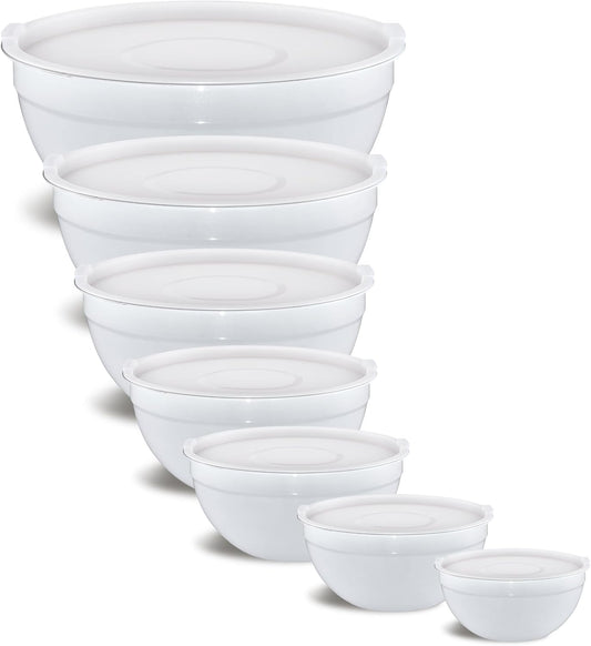 White Mixing Bowls With Airtight Lids,Stainless Steel Bowl,Salad Bowls 7 Piece Colorful Nesting Bowl White Kitchen