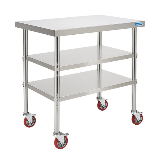 Stainless Steel Table with Wheels Stainless Steel Prep Table 24 x 30 Inch, NSF Commercial SS Metal Kitchen Prep Worktable