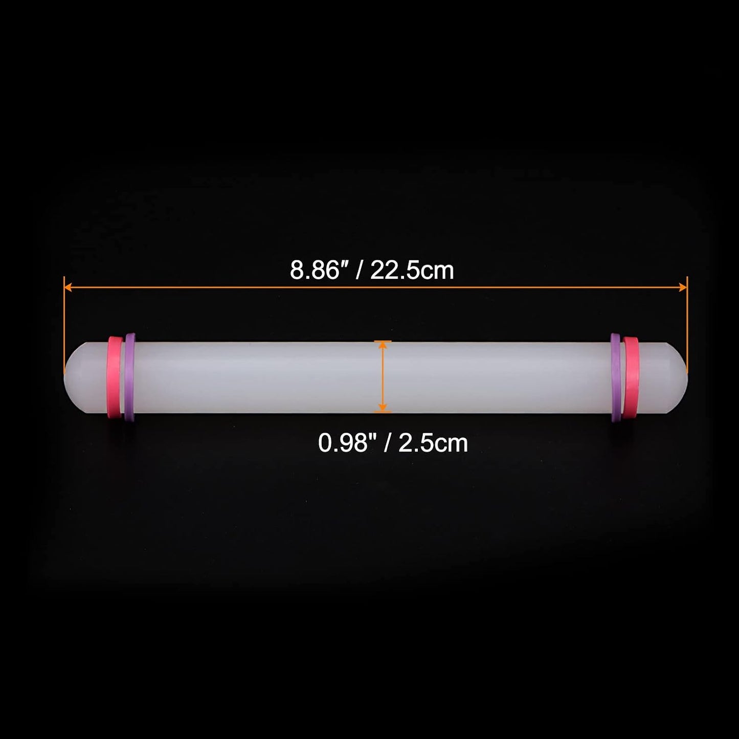 HARFINGTON 2pcs Fondant Rolling Pin 9 Inch x 0.98 Inch Adjustable Guide Rings Non-Stick PP Plastic Fondant Roller Dough Roller Kitchen Decorating Tools for Cookie Pastry Pizza Clay