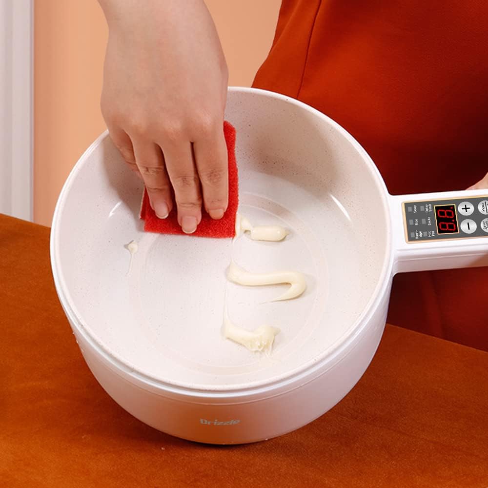 Drizzle Electric Hot Pot Cooker Steamer 1.8L Multifunctional Nonstick Pan Dormitory Office Portable Ramen Cooker Steamer Boil Dry Protection Suitable For Noodles Steak Cooker Eggs StirFrying