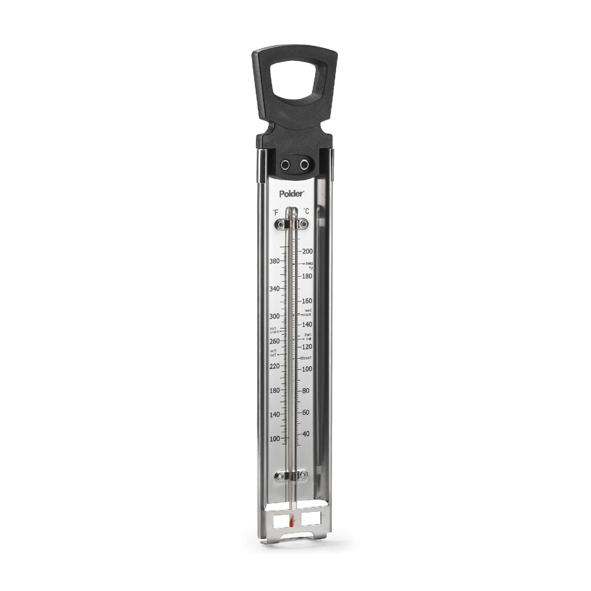 Polder Candy Thermometer, Stainless Steel Cooking Thermometer with Pot Clip, for Jam, Syrup, Jelly, Yogurt, and Deep Fry, 12"