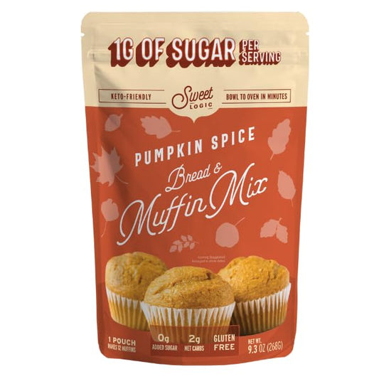 Sweet Logic Keto Baking Mix - Pumpkin Spice Muffin - Gluten-Free - Dairy Free - Diabetic-Friendly - High Protein - Allulose