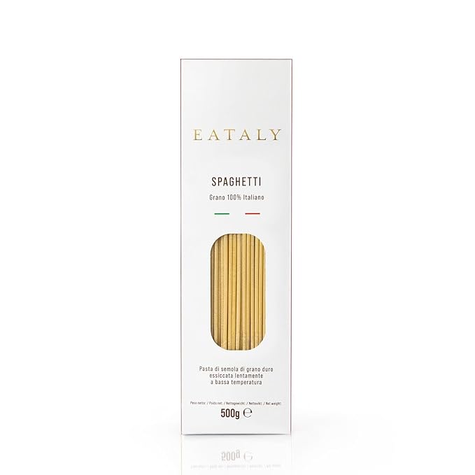 Eataly Italian Spaghetti Pasta Noodles - 500g (17 oz.) Box -Authentic Durum Semolina Wheat - Made in Italy- Dried Pasta for Gourmet Dining, 1 Pack