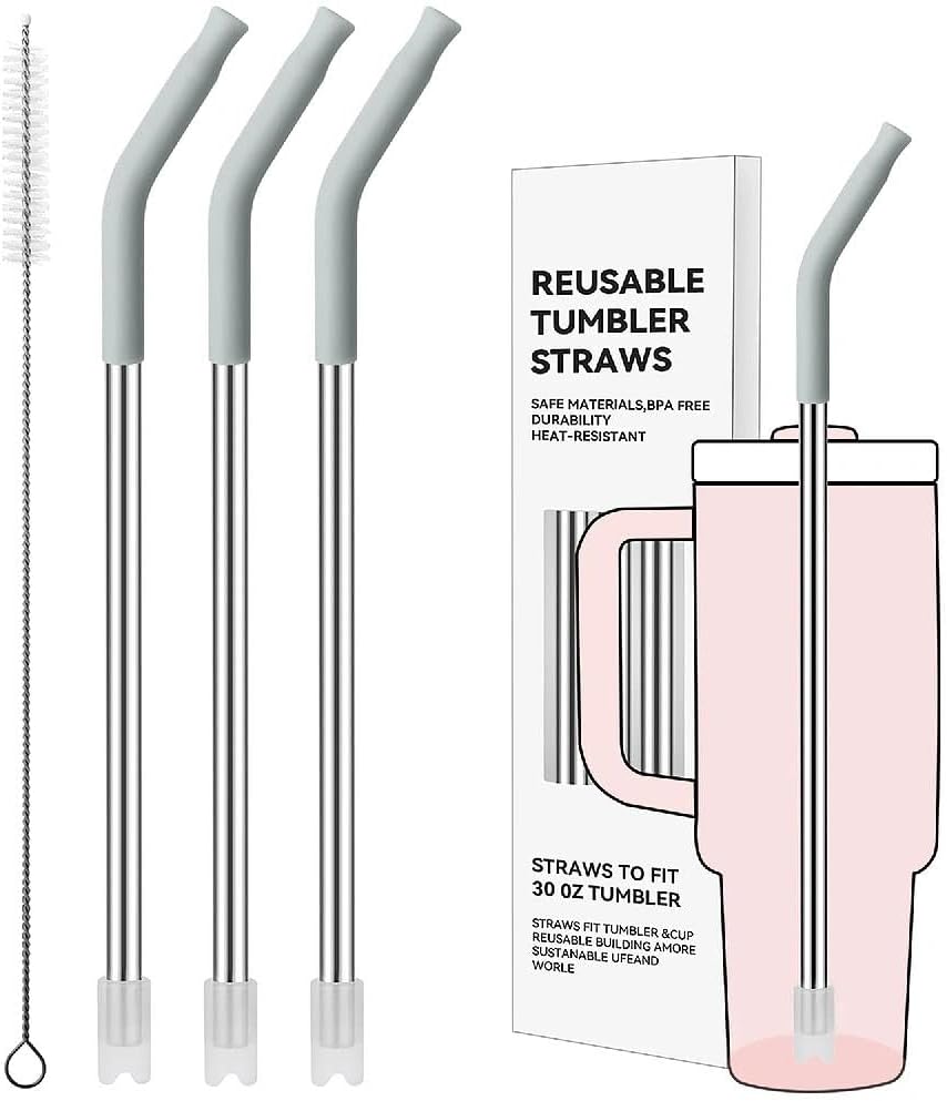 Straight Metal Straws for Stanley 30oz, Reusable Stainless Steel Straws