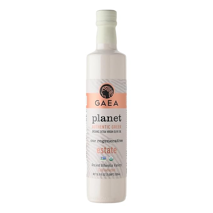 GAEA PLANET Organic Extra Virgin Olive Oil, 16.9 fl oz | Cold Extracted Greek Olive Oil from Our Regenerative Estate | Ancient Athinolia Variety | First Cold Press, Non-GMO, USDA Organic