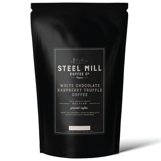 Steel Mill Coffee Co. White Chocolate Raspberry Truffle Flavored Coffee - 2 LB Ground, Medium Roast, 100% Arabica, Vegan, Gluten-Free, Sugar-Free