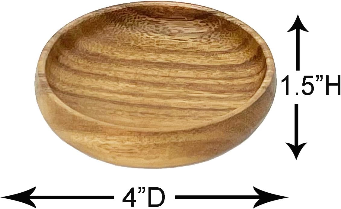 Woodard &amp; Charles Acacia Wood 12" Oval Tray with Dip Bowls, 8 Piece Set | 4 Acacia Wood Serving Trays and Bowls; Serve Appetizers, Sandwiches and Hors d'Oeuvres. Ideal for Parties and Entertaining
