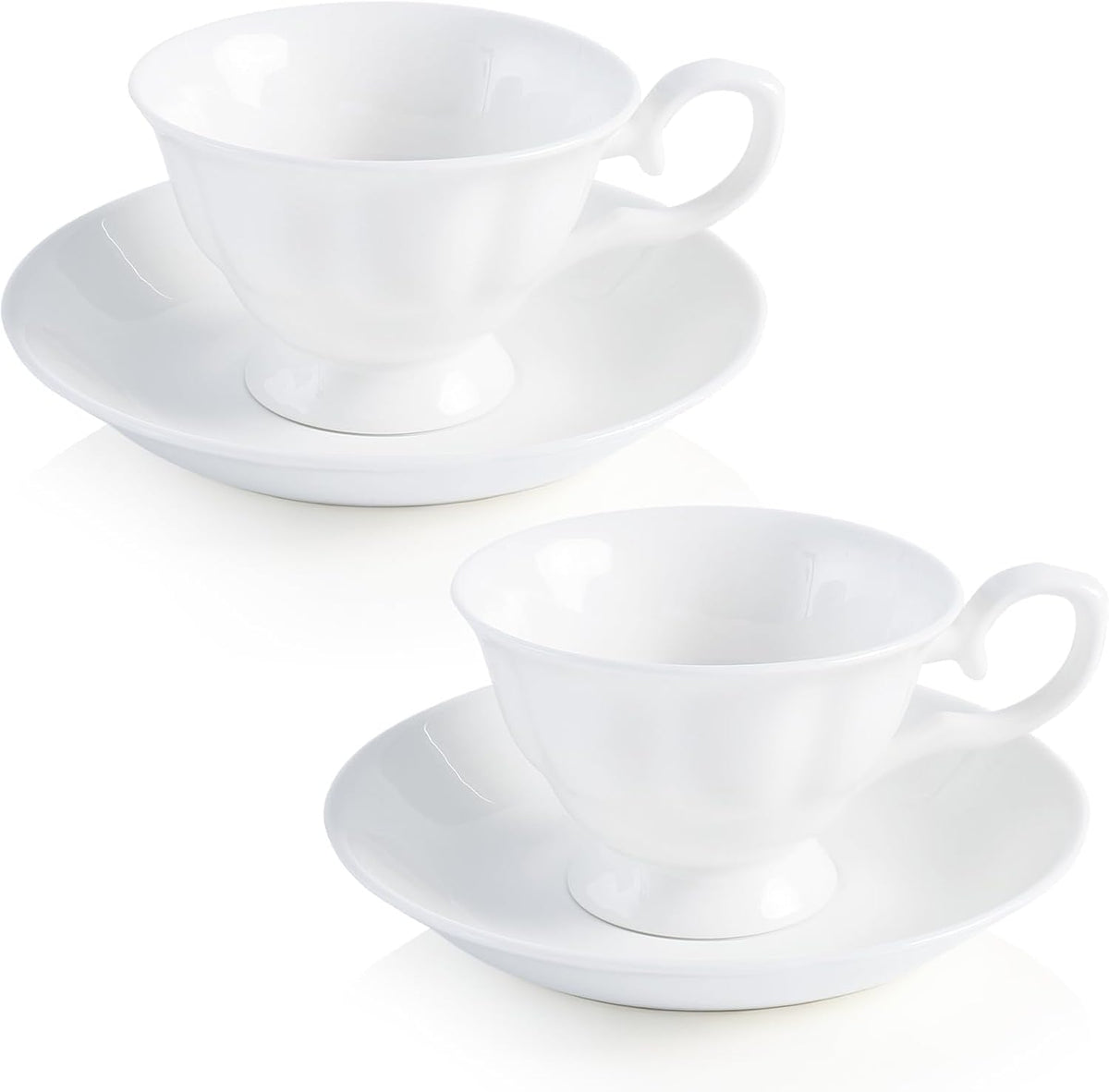 Fine Bone China Tea Cups and Saucers Set of 2, 4 oz | Vintage British Royal Style Espresso Coffee Cups for Afternoon Tea, Latte, Cappuccino, Elegant Gift